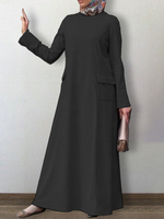 Tunique caftan décontractée à manches longues et à manches longues de couleur unie pour femmes