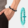 Turquoise Croix Perles Bracelets Corde Élastique Yoga Perles Pierre Naturelle Unisexe Bracelets