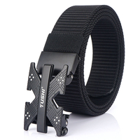 TUSHI 120cm Nylon Boucle automatique Ceinture tactique Ceinture de chasse en plein air Boucle en métal Ceinture