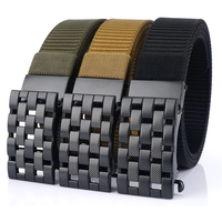 TUSHI Mens Tactical Belt Metal Automatic Buckle Hard Nylon Soft Real Nylon 125cm Military Casual Adjustable Belt