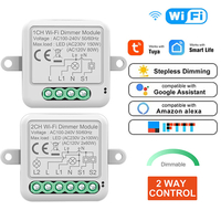 Tuya Wifi Zigbe sans fil 100V 240V 10A Module 1/2Gang Mini interrupteur de gradateur interrupteur de Circuit électrique