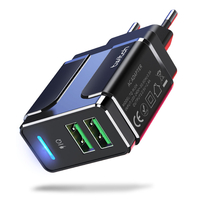 Twitch LED 2.4A Double sortie USB Voyage USB Chargeur Adaptateur de chargeur mural Prise UE / UK / US pour Samsung S10 S
