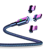 Twitch T03 3A LED Magnétique Nylon Tressé Type-C Câble de données micro USB pour Samsung S10 HUAWEI 9T K30