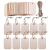 TWOTREES® 50 Pcs Nature Bois Tranche Cadeau Étiquettes Vierge Rectangle En Bois Étiquette À Suspendre Avec Cordes De Cha