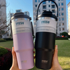 Tyeso 900ml/1200ml Portable Double Layer 304 Stainless Steel Water Bottle,  Cold and Hot Coffee,  Travel Gym Mug with Lid