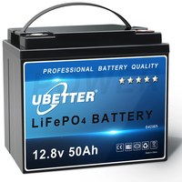 Ubetter 12.8V LiFePO4 50Ah Battery Lithium Battery Rechargeable with BMS Over 4000 Times Deep Cycle Perfect Replacement