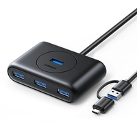 UGreen CR113 4 in 1 Type-C USB3.0 Hub Docking Station USB Adapter with USB3.0*4 for Phone Laptop Tablet Mouse USB Flash