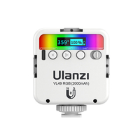 Ulanzi VL49 RGB Full Color LED Video Light 2500K-9000K avec mini lampe de remplissage magnétique Extend 3 Cold Shoe 2000