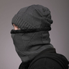 Unisexe 2 pièces Plus épais hiver extérieur garder au chaud cou et oreille Protection casque écharpe tricoté bonnet bonn