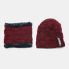 Unisexe 2 pièces Plus velours épais hiver extérieur garder au chaud cou et oreille Protection casque écharpe tricoté bon