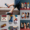 Unisexe 3 PCS Shallow Patchwork Couleur Personnalité Crew Chaussettes Chaussettes De Bateau