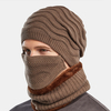 Unisexe 3 pièces Plus velours épais chaud cou et oreille Protection masque couvre-chef écharpe tricoté bonnet bonnet