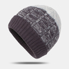 Unisexe Acrylique Mixte Couleur Tricoté Plus Velours Rayé Jacquard Épaissir Chaleur Bonnet Sans Bord