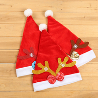 Unisexe adulte enfant festif décontracté noël Patry élan corne motif fête Hoilday Decorationns chapeau de noël sans bord