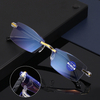 Unisexe Anti-lumière bleue sans cadre HD Coupe de diamant Lunettes de lecture à double usage Lunettes presbytes