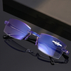 Unisexe Anti-lumière bleue sans cadre HD diamant coupe bi-lumière double usage lunettes de lecture lunettes presbytes