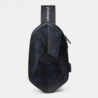 Unisexe Classic 3D Rhombus Design USB Charge Poitrine Sac Multi-poches Étanche Portable All-match Pleine Texture Sacs À