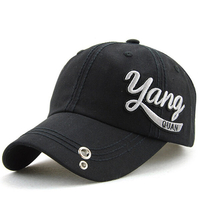Unisexe coton broderie perforation trou lavé casquette de baseball réglable snapback chapeau pour hommes femmes