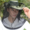 Unisexe coton camouflage été extérieur pare-soleil bord bord couverture visage réglable chapeau de soleil seau chapeau