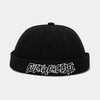 Unisexe Coton Couleur Unie Lettre Broderie Cordon Réglable Polyvalent Bonnet Sans Bord Bonnet De Propriétaire Casquette
