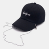 Unisexe Coton Couleur Unie Lettre Motif Broderie Longue Chaîne Décoration Personnalité Casquette De Baseball All-match