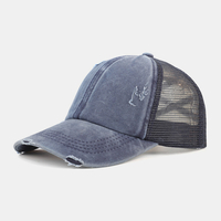 Unisexe Coton Cross Strap Design Mesh Respirant Occasionnel Pare-Soleil Trou Cassé Casquette De Baseball