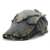 Unisexe Coton Denim Jeans Lavé Gavroche Béret Chapeau Duckbill Golf Boucle Cabbie Cap Pour Hommes Femmes
