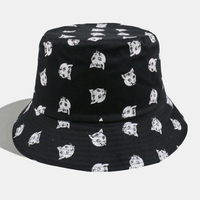 Unisexe Coton Double Face Mignon Chats Imprimer Casual Outdoor All-match Couple Hat Bucket Hat
