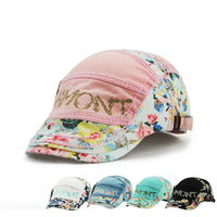 Unisexe coton fleur imprimé bonnet lavé chapeau boucle réglable garçon papier boy Golf chapeau de monsieur