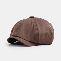 Unisexe coton style britannique broderie octogone rétro Gavroche chapeau artiste béret chapeau