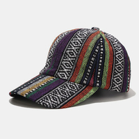 Unisexe Coton Style Ethnique Bohème Rétro Contraste Couleur Rayures Casquette De Baseball Casquette
