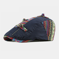 Unisexe Coton Style Ethnique Casual Colorful Rayures Pare-Soleil Chapeau Plat Avant Chapeau Béret Chapeau