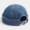 Unisexe Denim Couleur Unie Rétro Tendance De La Mode Brimless Bonnet Landlord Cap Skull Cap
