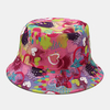 Unisexe double face coton amour coeur imprimé extérieur décontracté pare-soleil saint valentin couple chapeau seau chape