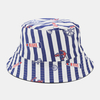 Unisexe Double Face Coton Motif Rayé Ancre Bleu Marine Style Parasol Couple Chapeau Chapeau De Seau