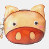 Unisexe en cuir véritable décontracté mignon extérieur dessin animé animal cochon forme petit sac de monnaie