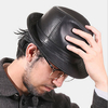 Unisexe en cuir véritable en peau de mouton Vintage Casual Warm Jazz Top Hat Panama Hat Fedora