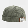 Unisexe en velours côtelé couleur unie lettre tissu bâton bonnet propriétaire casquette sans bord bonnet crâne