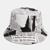 Unisexe fait-vieux journal motif coton large bord écran solaire visière mode chapeau de seau décontracté