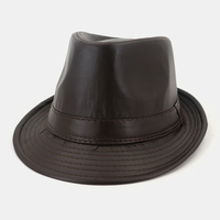 Unisexe Faux Cuir Vintage All-match Wide Brim Jazz Hat Top Hat Couple Hat Fedora