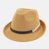 Unisexe feutre décontracté mode Vintage métal feuille boucle réglable Jazz chapeau chapeau haut de forme Couple chapeau
