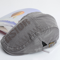 Unisexe Hommes Coton Lettre Broderie Peintre Béret Chapeau Réglable Crème Solaire Gavroche Casquettes