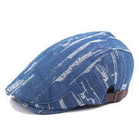 Unisexe Hommes Femmes Denim Jeans Lavé Beret Hat Casual Duckbill Golf Buckle réglable Cabbie Cap