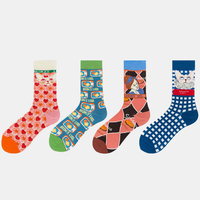 Unisexe Japon Style Illustration Créative Patchwork Couleur Joli Couple Tube Chaussettes