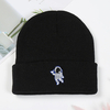 Unisexe laine broderie astronaute modèle décontracté garder au chaud Soft bonnet tricoté bonnet