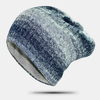 Unisexe laine chaude double couche rayures vertibles dégradé de couleur bonnet tricoté sans bord bonnet tuque bonnet