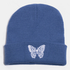 Unisexe laine chaude élastique décontracté dessin animé papillon motif de broderie chapeau tricoté bonnet sans bord