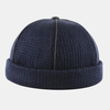 Unisexe laine couleur unie rétro style hip-hop tricoté sans bord bonnet propriétaire bonnet crâne chapeau
