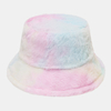 Unisexe lapin couleur de cheveux dégradé arc-en-ciel en peluche chaud tout-match occasionnel chapeau de seau extérieur