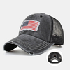 Unisexe lavé drapeau américain Patch queue de cheval casquette de baseball maille respirante Casquette été Snapback chap